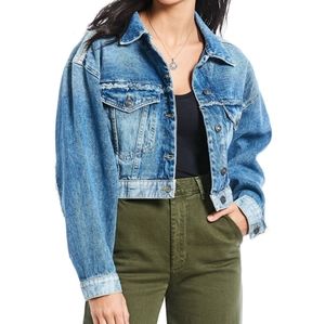 Free People Bedford Cropped Denim Jacket. Size M